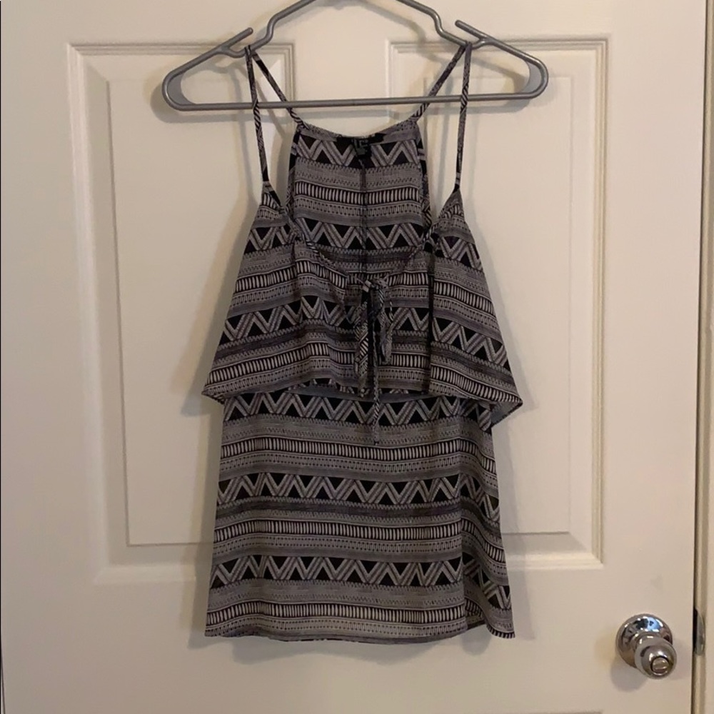 Black Azteca Layered Tank with Tie